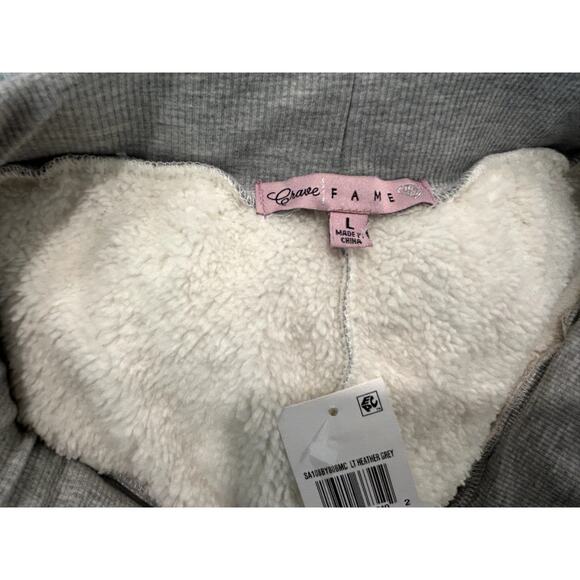 Crave Fame Juniors High-Rise Drawstring Pants Light Heather Grey Size Large NWT - Picture 4 of 5